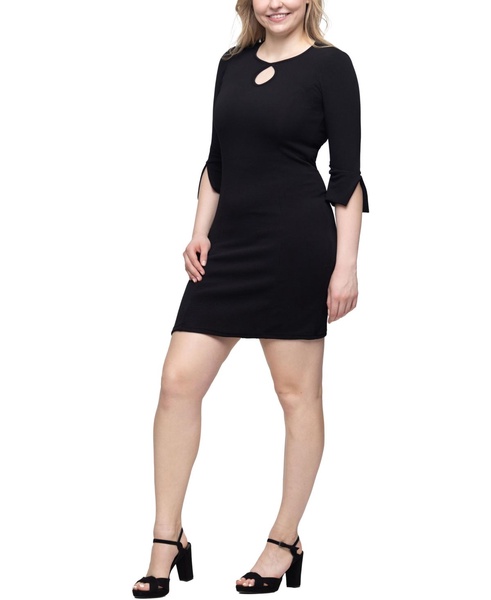 Women's Keyhole Three Quarter Sleeve Mini Dress