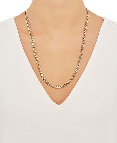 Flat Curb Link 18" Chain Necklace in Sterling Silver