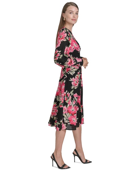 Women's Floral-Print Ruched Fit & Flare Dress