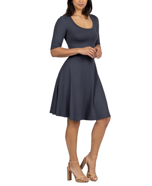a Line Knee Length Elbow Length Sleeves Dress