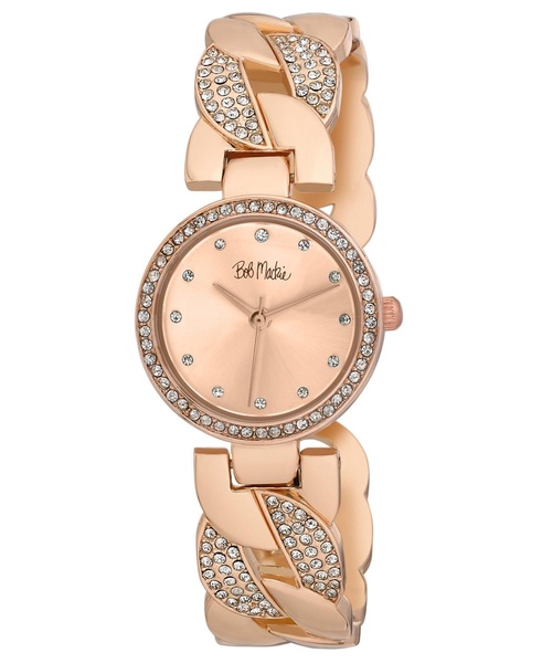 Unisex Interwoven Crystal Rose Gold-Tone Alloy Bangle Watch 26mm