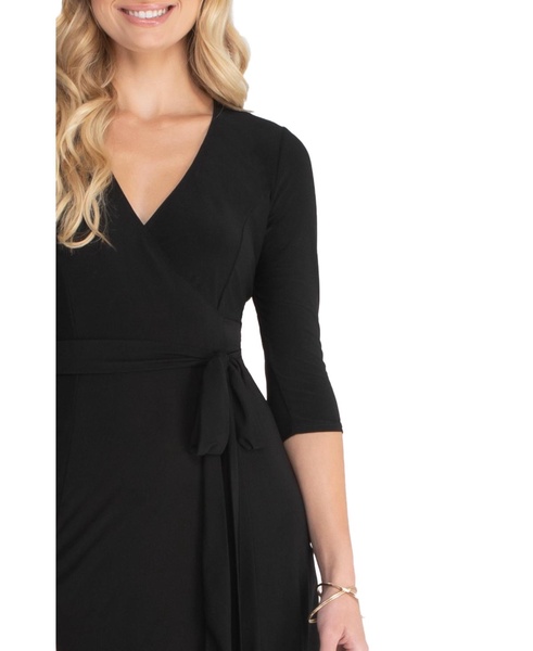 Women's Essential Wrap Dress with 3/4 Sleeves