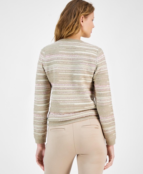 Women's Sequin Stripe Crewneck Sweater