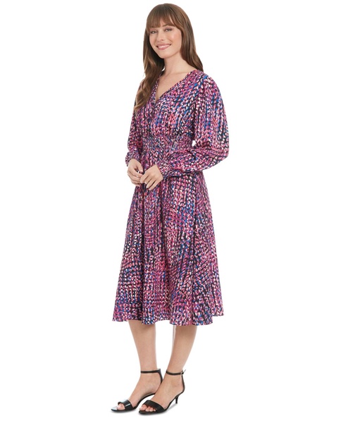 Petite Printed Smocked-Waist Dress