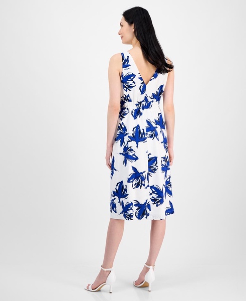 Women's Floral-Print Tie-Waist Sleeveless Dress