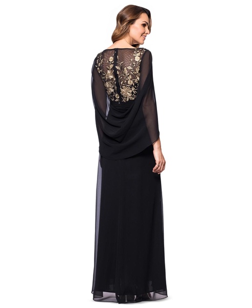 Women's Embroidered Cape-Sleeve Gown