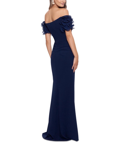 Petite Off-The-Shoulder Ruffled-Sleeve Gown