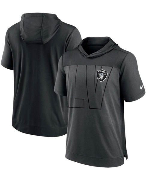 Men's Heathered Charcoal, Black Las Vegas Raiders Performance Hoodie T-shirt