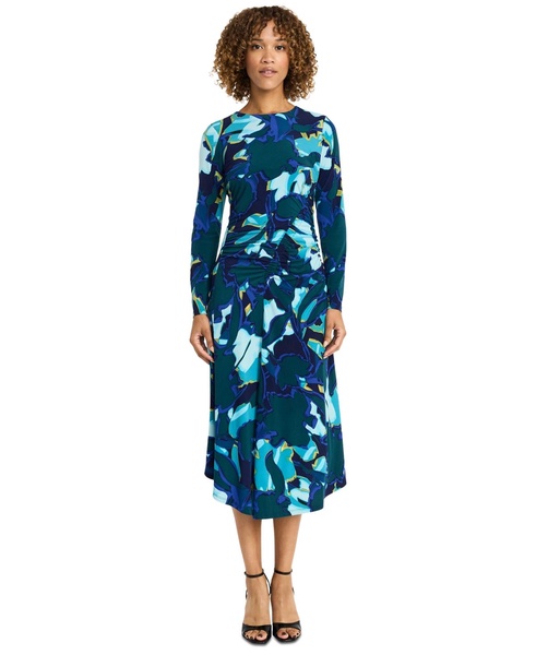 Women's Printed Gathered Midi Dress