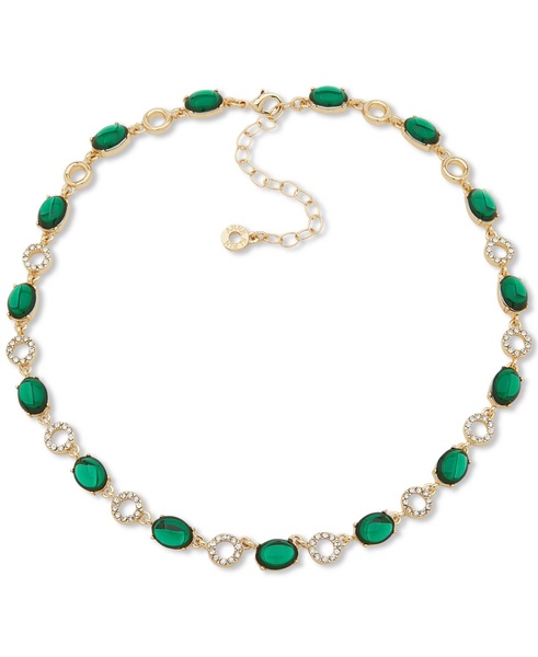 Gold-Tone Stone & Pavé Circle Alternating Link Collar Necklace, 16" + 3" extender