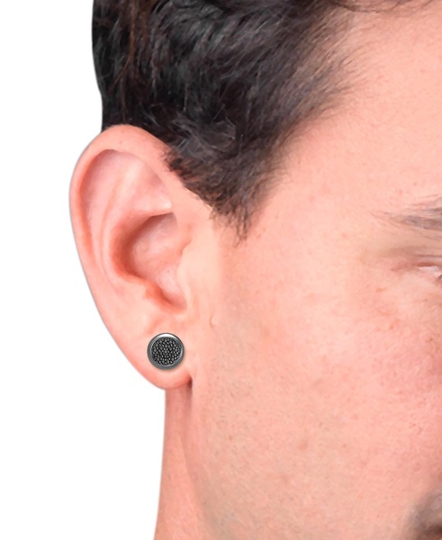 Men's Black Diamond Circle Cluster Stud Earrings (1/3 ct. t.w.) in Black Rhodium-Plated Sterling Silver or Sterling Silver (Also in White Diamonds)