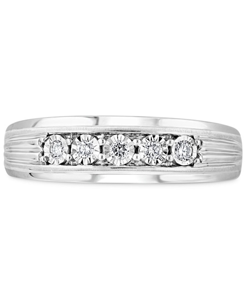 EFFY® Men's Diamond Ring (1/6 ct. t.w.) in Sterling Silver (Also available 14k Gold-Plated Sterling Silver)