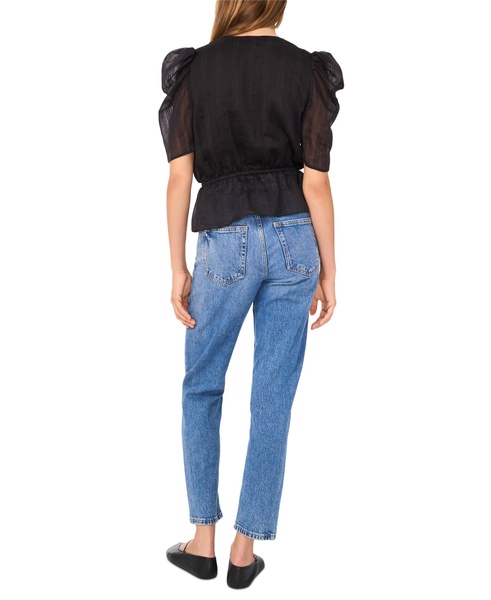 Women's Puff-Sleeve Peplum Top