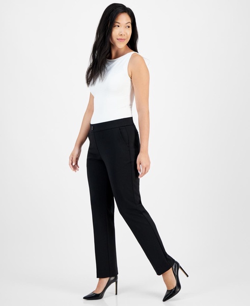 Petite Pull-On Faux-Fly Front Pants 