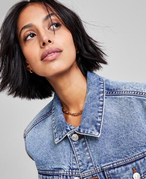 Women's Button-Front Denim Vest, Exclusively at Macy's