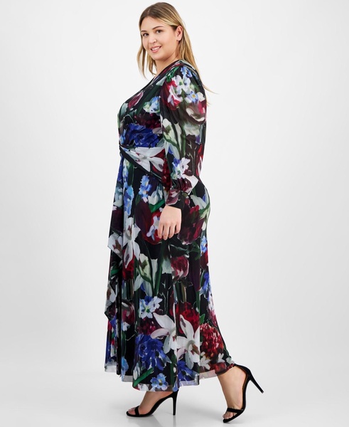 Plus Size Printed Twist-Front Maxi Dress 