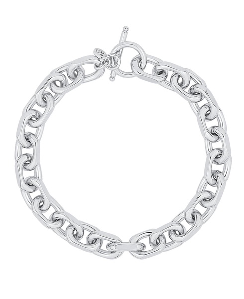Silver-Plated or 18K Gold-Plated Oval Chain Toggle Bracelet