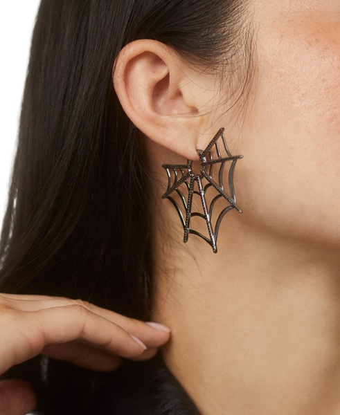by Nadri Ruthenium-Plated Jet Pavé Spider Hoop Earrings