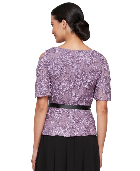 Women's Embroidered Sequined Belted Top