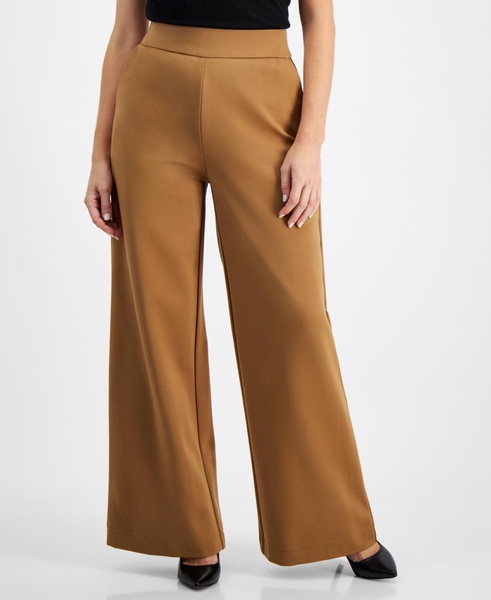 INC Petite High-Rise Wide-Leg Ponte Pants, Created for Macy's