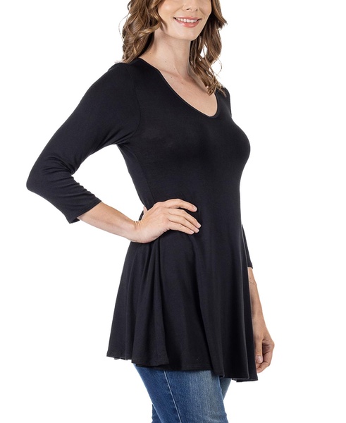 Women's Three Quarter Sleeve V-neck Tunic Top