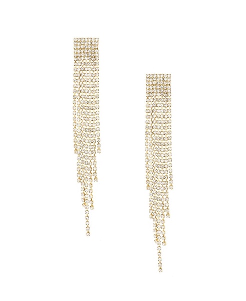 Crystal Fringe Earrings in 18K Gold Plating
