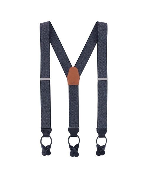 Silas Classic Herringbone Elastic Button End Suspenders