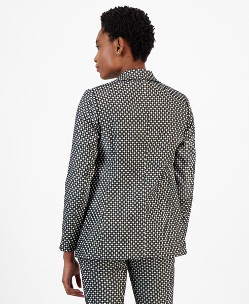 Women's Jacquard Button Open-Front Blazer