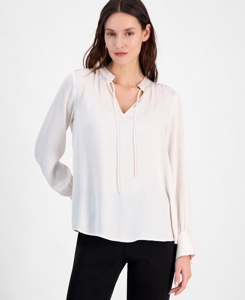Women's Long-Sleeve Tie-Neck Blouse