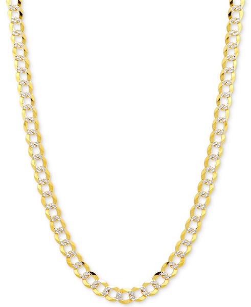20" Two-Tone Open Curb Link Chain Necklace (3-1/6mm) in Solid 14k Gold & White Gold