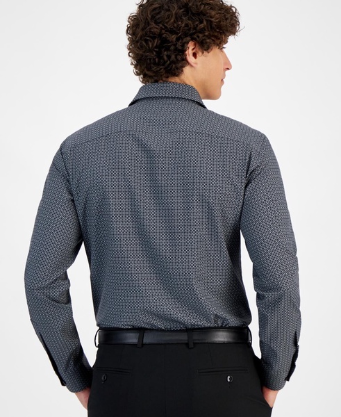 Men's Slim-Fit 4-Way Stretch Medallion Dress Shirt, Created for Macy's