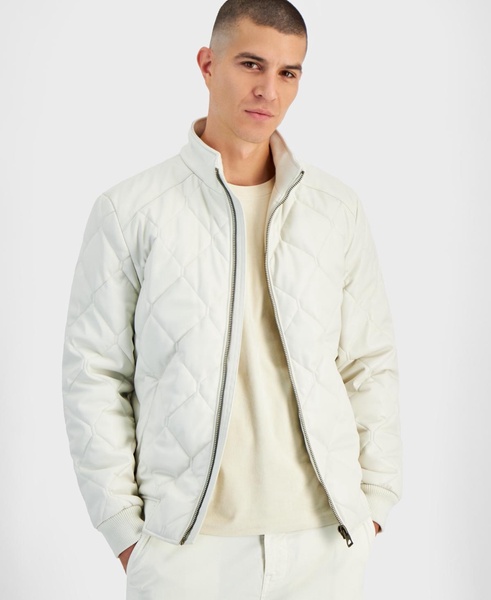 Men's Quilted Full-Zip Faux-Leather Jacket