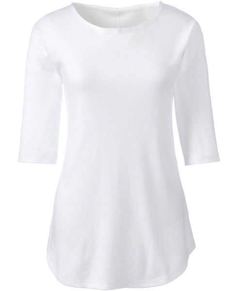 Women's Supima Micro Modal Elbow Sleeve Balletneck Curved Hem Top