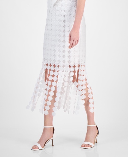 Women's Lace Fringe-Hem Sleeveless Dress