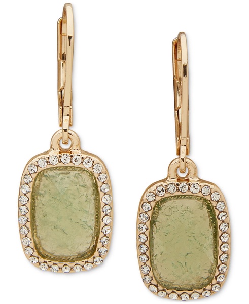 Gold-Tone Pavé & Stone Rectangle Drop Earrings