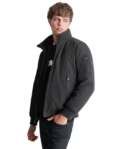 Men's Removable Hood Water-Resistant Bomber Jacket