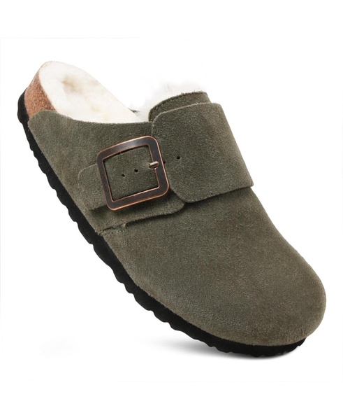 - Atlas Fur Genuine Leather Fur Lined Clogs for Women with Arch Support