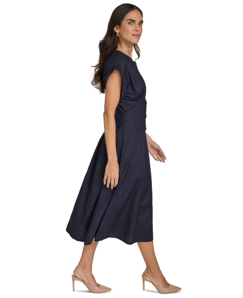 Women's Jewel-Neck Short-Sleeve Shirtdress 