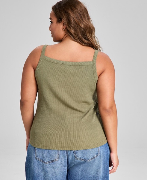 Plus Size Square-Neck Ribbed Tank Top