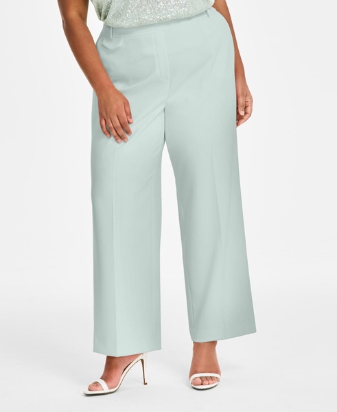 Plus Size Pull-On Wide-Leg Tailored Pants