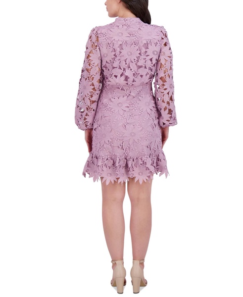 Women's Heavy Floral-Lace Long-Sleeve Mini Dress