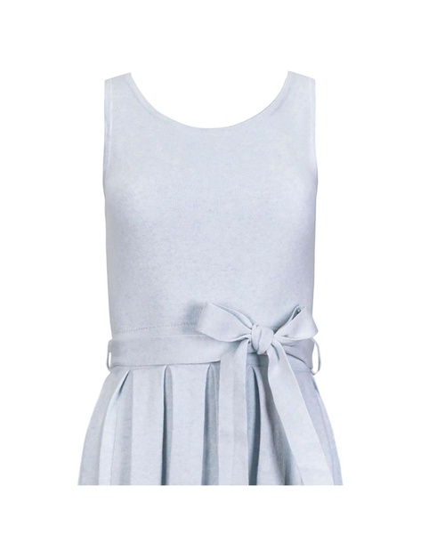 Women's Organic Sleeveless Pleated Sweater Knit Midi Dress