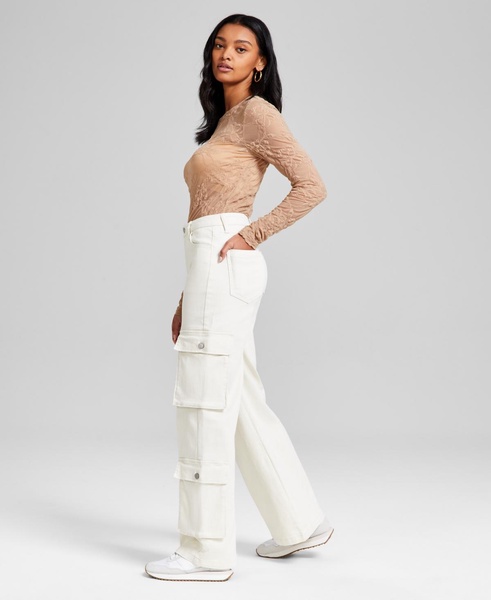 Women's High-Rise Wide-Leg Cargo Jeans, Exclusively at Macy's 