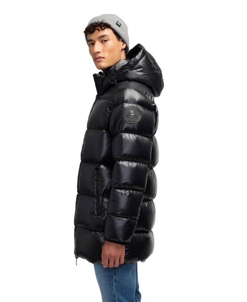 Men's Dechen Long Channel Quilted Puffer with Detachable Hood