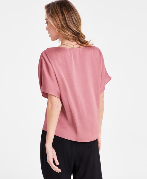 Women's Satin V-Neck Blouse, Exclusively at Macy's