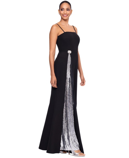 Women's Sequin-Trim Square-Neck Sleeveless Gown