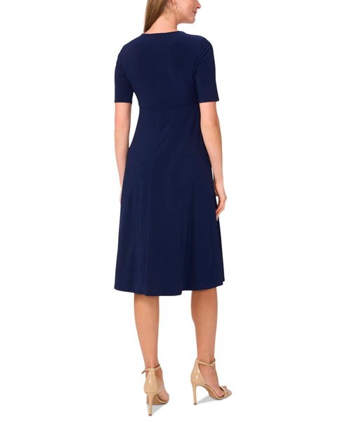 Petite Button-Front Fit & Flare Short-Sleeve Dress