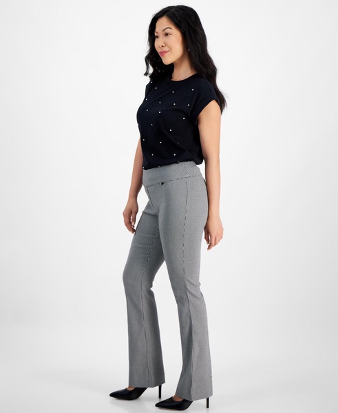 Petite Houndstooth Bootcut Pull-On Pants, Created for Macy's