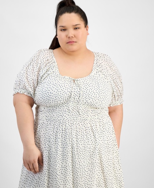 Plus Size Clip Dot Scoop-Neck Maxi Dress, Exclusively at Macy's 