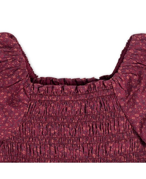 Toddler Girls Organic Short Bubble Sleeve Smocked Dress